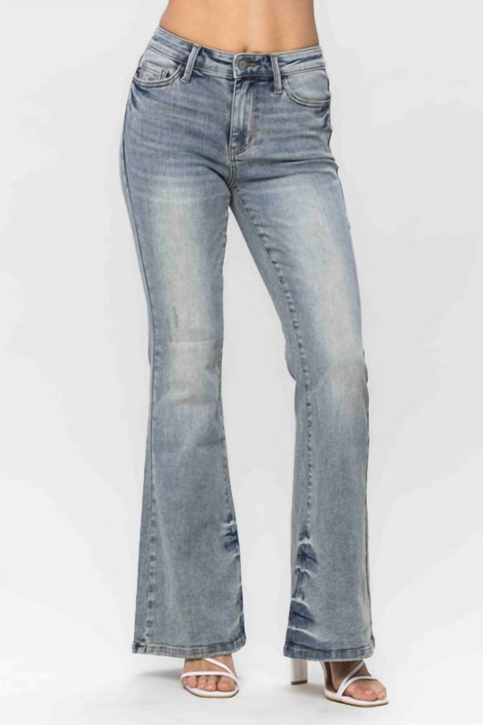 Judy Blue - Tinted Pin Tack Detail Flare Denim