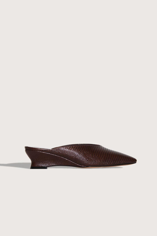 Le Monde Béryl - Women's Micro Wedge Snake Effect Leather Mule