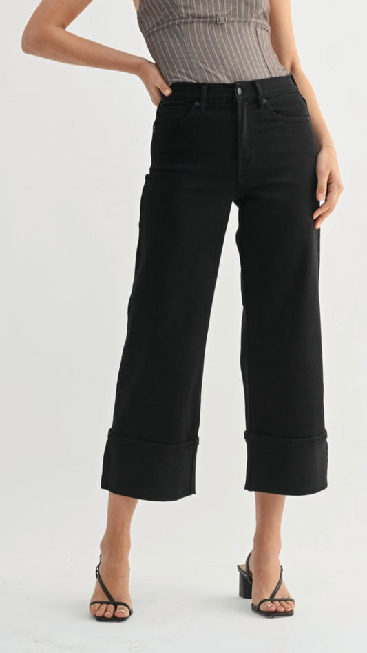 Jbd. - Mid Rise Petite Cuffed Slim Wide Jeans