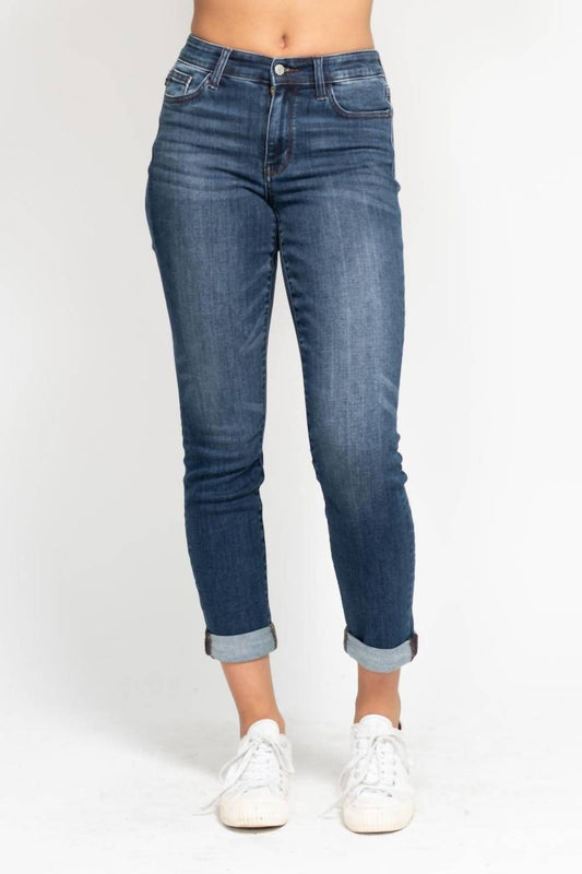 Judy Blue - Mid Rise Cuffed Slim Fit Jeans