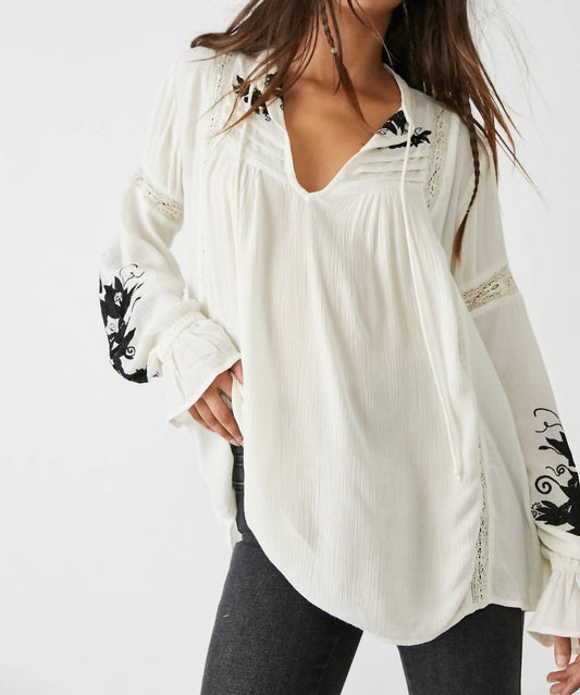 Free People - Tusalossa V-neck Long Sleeve Embroidered Top