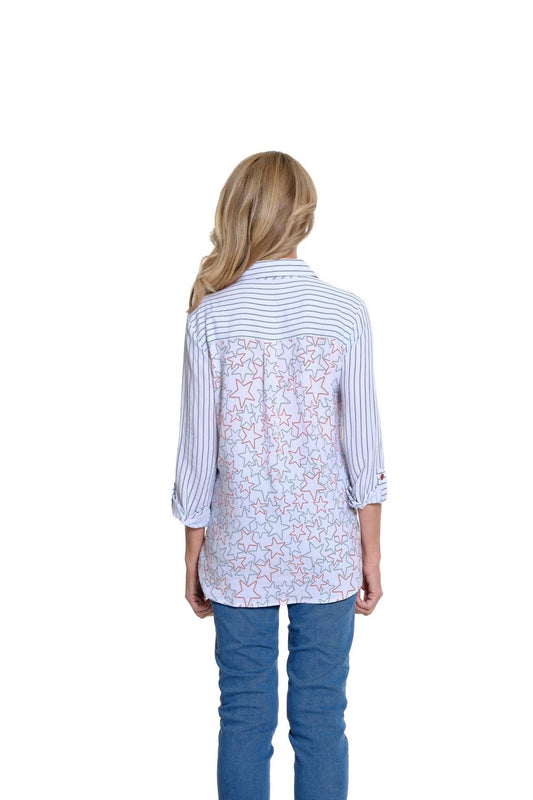 Multiples - M25508bm Printed Crinkle Woven Shirt