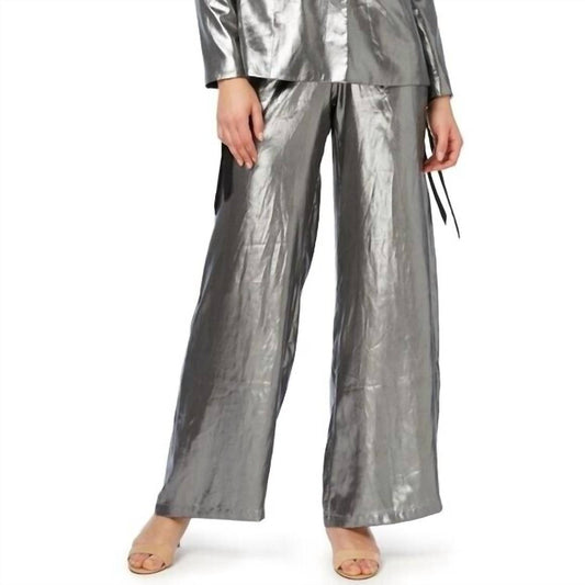 Nicole Miller - Ultra Thin Metallic Wide Leg Pants