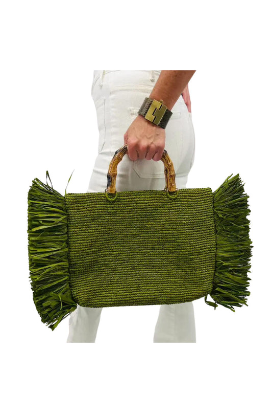 Baldiz - Sage Raffia Hand Bag