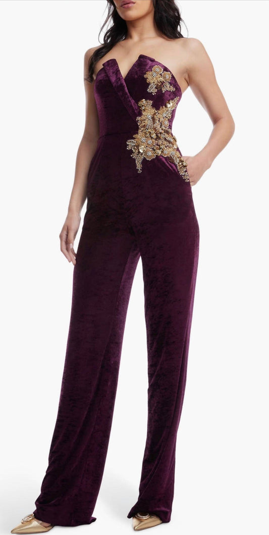 Dress The Population - Beck Sequin Strapless Velvet Jumpsuit
