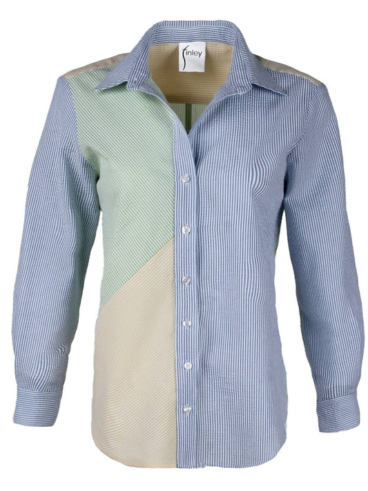 Finley - Topanga Colorblocked Seersucker Stripe Shirt