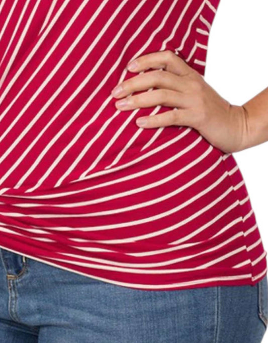 Zenana - Striped Knot Front Tank Top