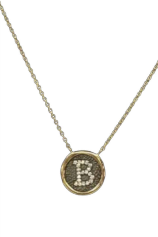 Bzk - Women's Initial Necklace: Circle Pave