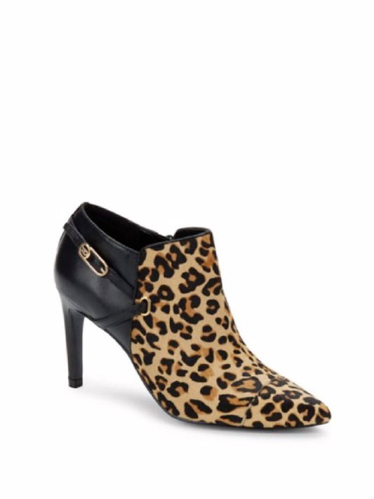 Cole Haan - Leopard Print Black Leather Calfhair Ankle Boots