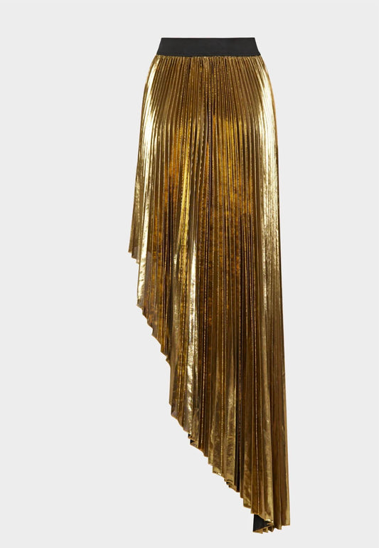 Shenandoah Asymmetrical Pleated Lame Skirt