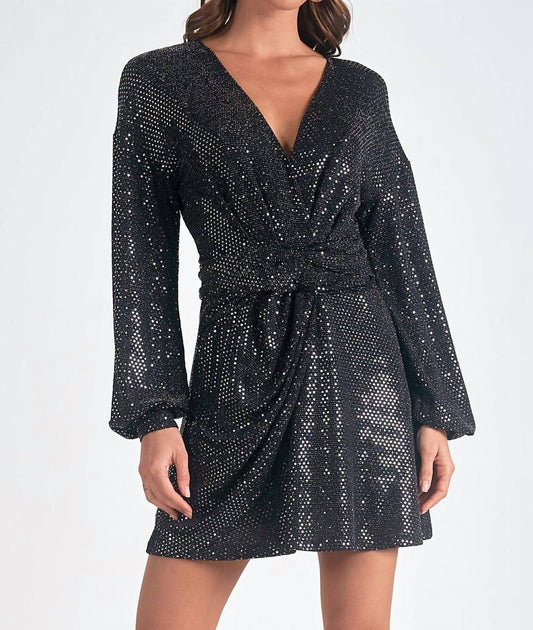 Elan - Sparkle V-Neck Dress