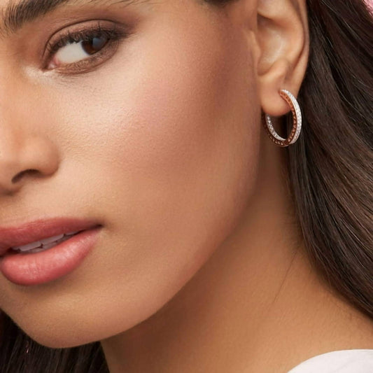 Pandora - Women's Hoop Earrings With Clear Cubic Zirconia And Cut-out Heart Details