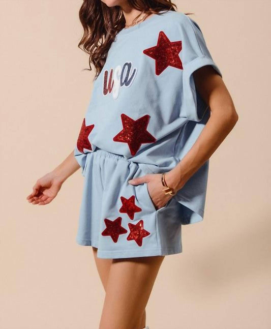 So Me - Sequin USA Top & Bottom Set