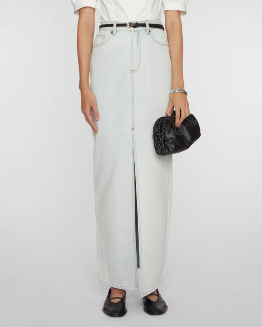 Self-Portrait - Bleach Wash Denim Maxi Skirt
