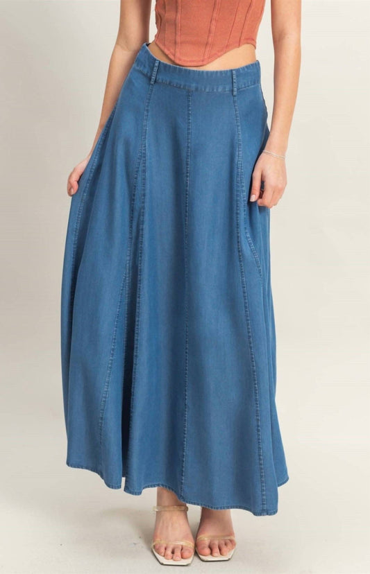 Hyfve - TIERRA DENIM BANDED WAIST MAXI SKIRT