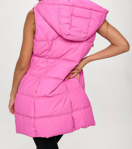 Coalition La - Faux Leather Long Puffer Vest