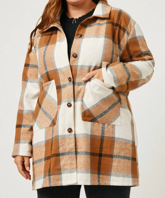 Hayden La - Plaid Button Up Patch Pocket Coat - PLUS