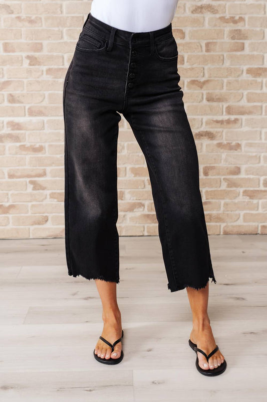 Judy Blue - High Rise Button Fly Wide Leg Crop Jean