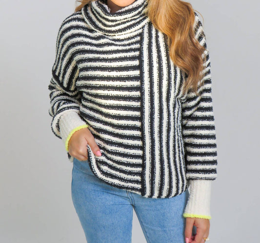 Very J - Serene Stripes Mock Neck Sweater