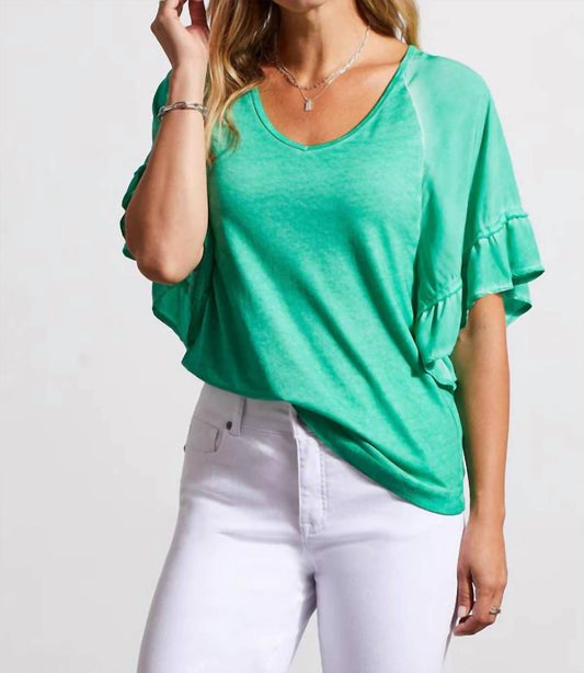 Tribal - Raglan Pop Over Raglan V Neck Short Sleeve Top