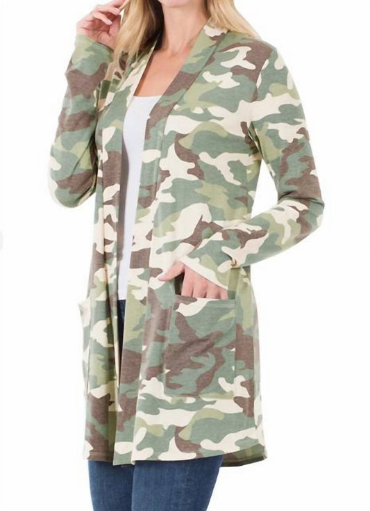 Zenana - Camouflage Mid-thigh Slouchy Pocket