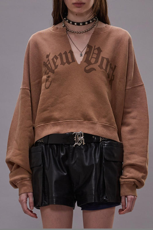 R13 - New York Cropped Crewneck Sweatshirt