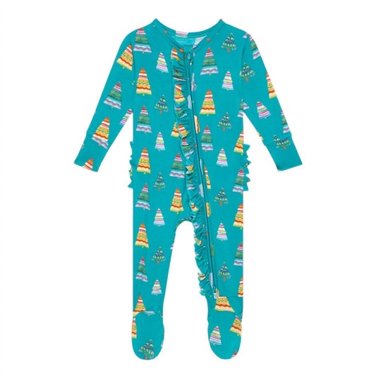 Posh Peanut - Girl's Footie Ruffled Zippered One Piece