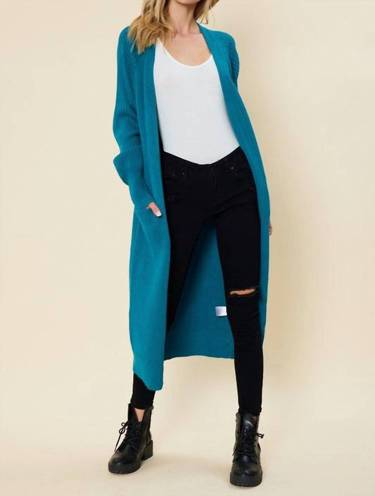 Fsl Apparel - Ribbed Duster Long Open Front Cardigan