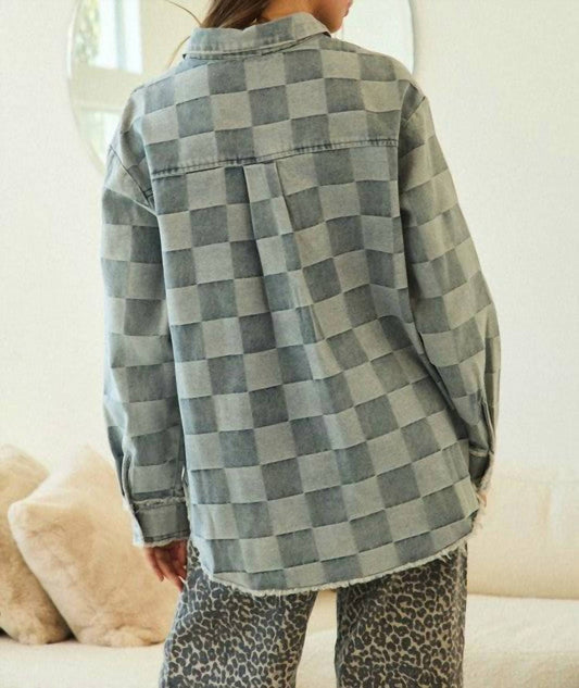 Lovlov - Frayed Edge Checkered Wash Vintage Jacket