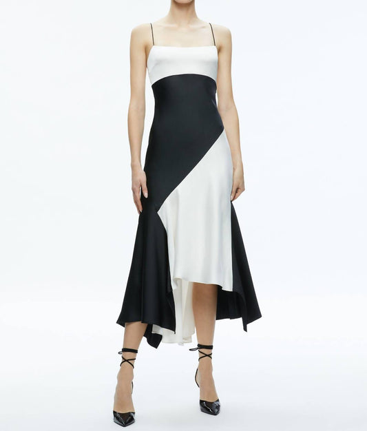 Alice + Olivia - Rosa Asymmetrical Midi Slip Dress