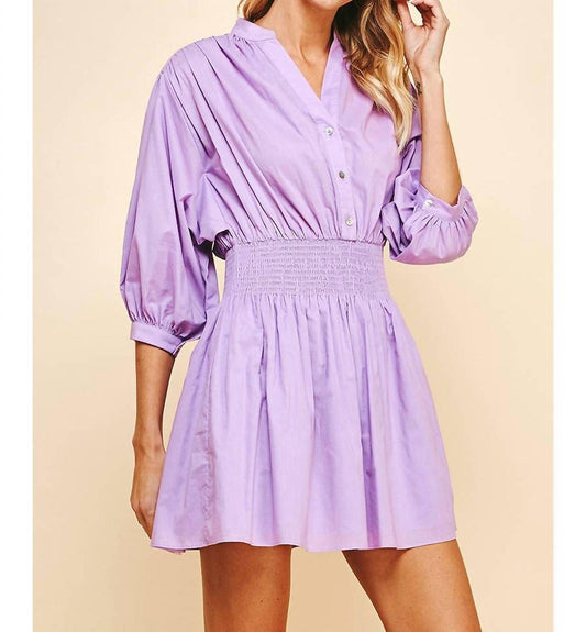 Pinch - Mandarin Collar Smocked Mini Dress