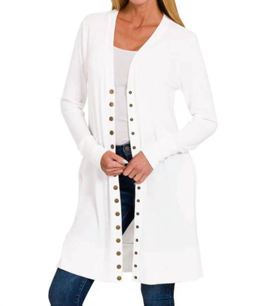 Zenana - Full Sleeve Long Snap Cardigan