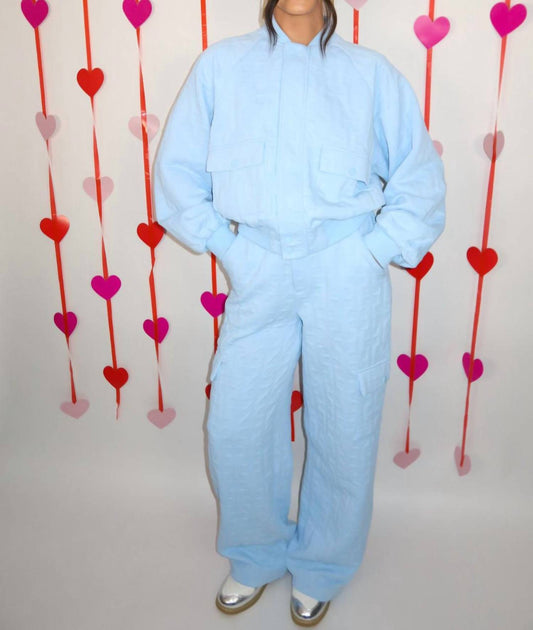 Mulla - Embossed Bomber And Long Pants Set