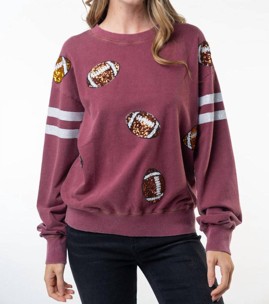 White Birch - Sequin Embellished Football Sweatshirt