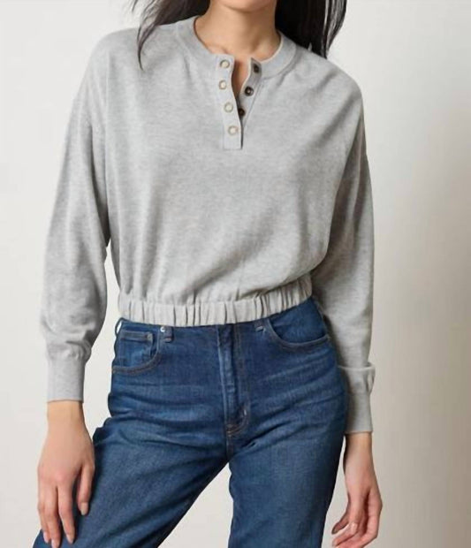 Lilla P - Elastic Waist Henley Sweater