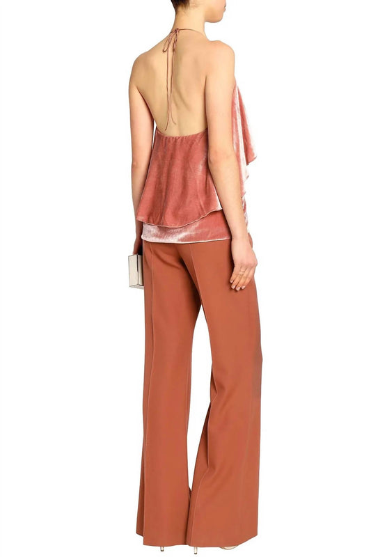 Alice + Olivia - Marybeth Antique Rose Velvet Ruffle Top Blouse