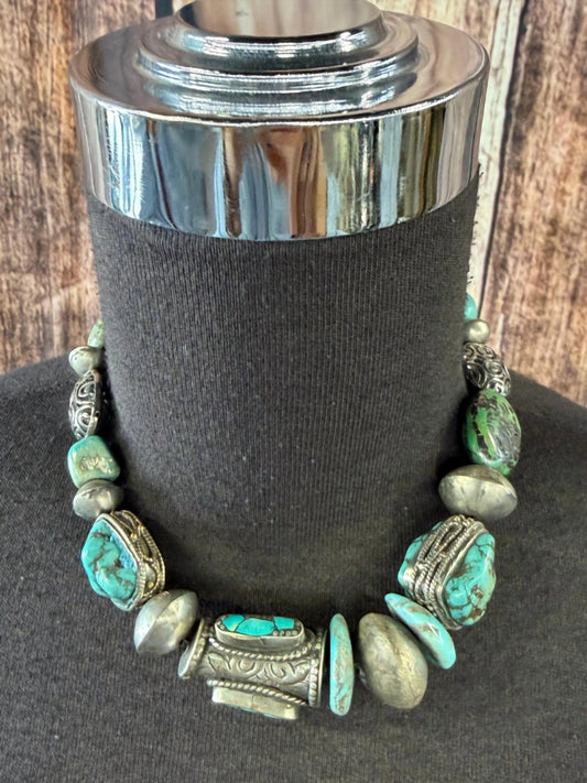 Art By Amy Labbe - Women's Real Turquoise Chunky Turquoise Necklace
