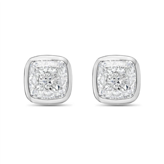 Diana M Jewels - Women's Cushion Cut Studs In A Bezel Setting Earrings (5.00 Ct)