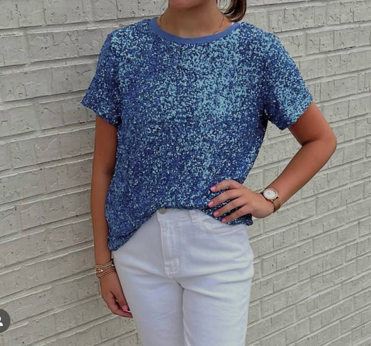 Insight - blue sequine shirt