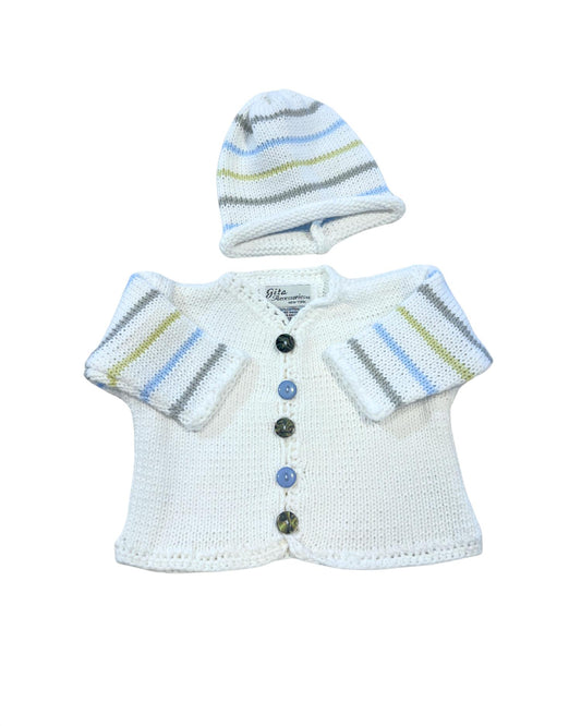 Gita - Boy's 2pc Pastel Stripe Sweater With Hat