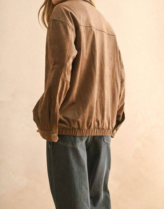 Miou Muse - Evie Faux Suede Bomber Jacket