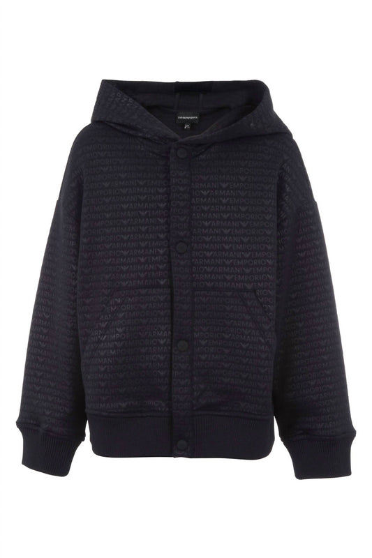 Armani - Boys Logo Print Button Up Hoodie