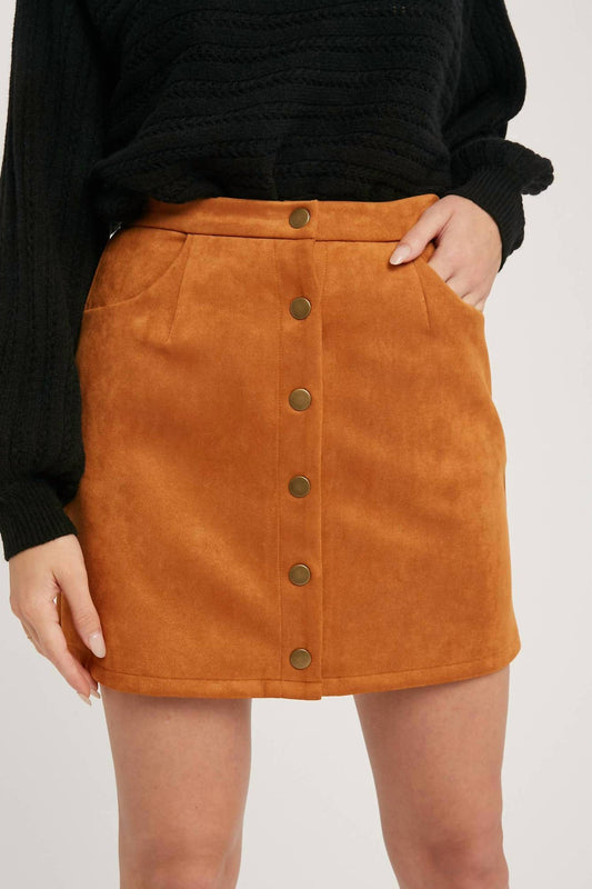 Bluivy - Button-Up Suede Mini Skirt
