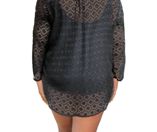 Always For Me - Plus Size Long Sleeve V-Neck Tunic Cover Up
