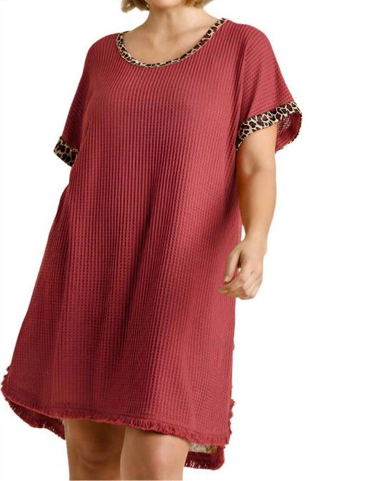 Umgee - Leopard Back Waffle Knit Dress