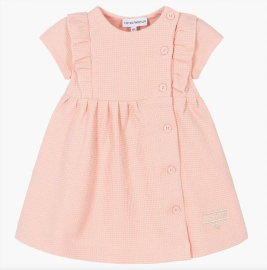Armani - Girls Pink Cotton Waffle Jersey Dress