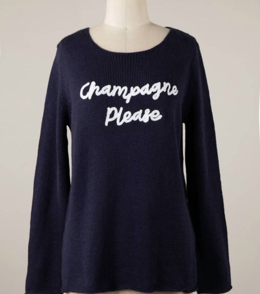 Miracle - Women's Cursive champagne please saying sweater