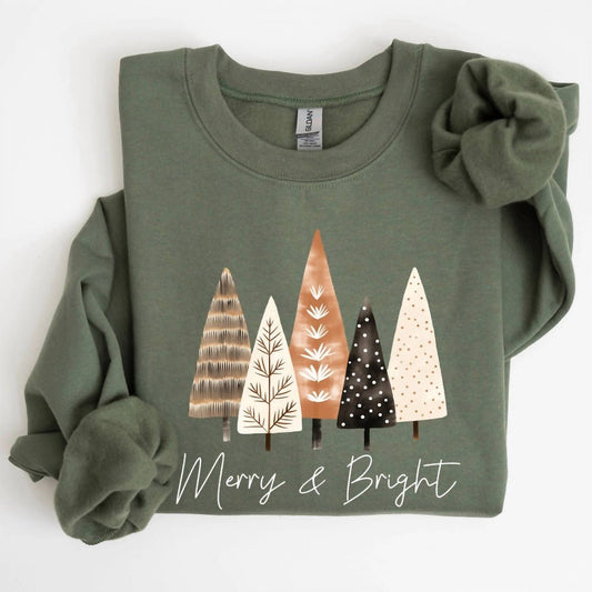 Gildan - Women's Merry And Bright Christmas Sweatshirt