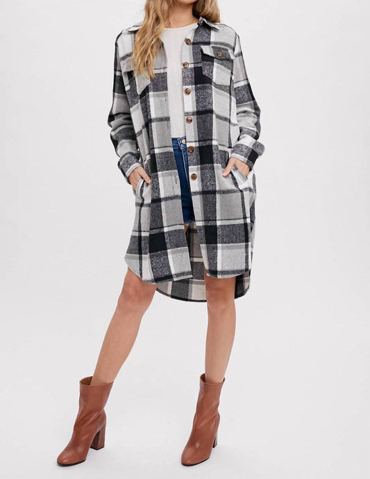 Bluivy - Women's Flannel Plaid Longline Shacket
