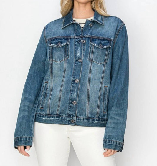 Risen - Relaxed Fit Vintage Denim Jacket - Plus